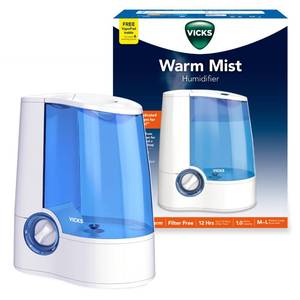 lot 15630 image: Vicks Warm Mist Humidifier Filter��Free 1��Gal Tank, Auto Shut��Off, Night Light, VapoPad and VapoSteam Compatible