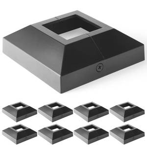 lot 15631 image: Wocepu 8 pcs 2x2 Aluminum Deck Post Base Cover, for Deck railings, Stairs, Patios, Porches Split Deck Post Skirt (Black)