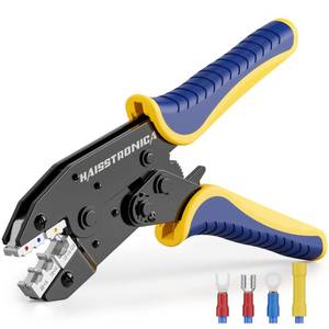 lot 16189 image: haisstronica Crimping Tool for Insulated Electrical Wire Connectors-AWG 22-10 Ratchet Crimper Tools-Racheting Wire Crimping Tools-Available for Insulated Connectors and Wire Terminal HS-9327