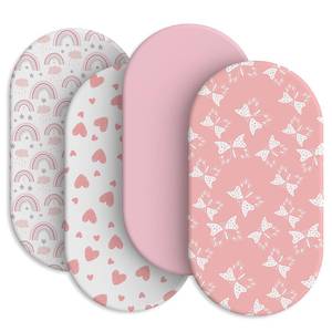lot 16198 image: IOCCLH Baby Bassinet Sheets for Baby Boy Girls,4-Pack Fitted Bassinet Sheets Set Compatible with Halo Bassinest Swivel Sleeper,Baby Delight,Angelbliss,32X16 (Pink Collection)