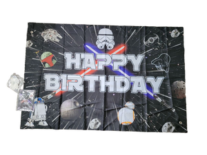 lot 16206 image: Star Wars Happy Birthday Banner with Character Decorations