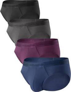 lot 16211 image: DAVID ARCHY Mens Briefs Modal No Fly Underwear Support Pouch Soft Comfort Briefs for Men 4 Pack (L,BlackDark GrayNavy BlueWine)