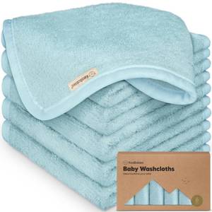 lot 16216 image: 6-Pack Baby Washcloths �� Soft Absorbent Viscose from Bamboo Washcloths for Face, Body, Baby Towels for Newborn, Kids, Toddlers, Infant, Gentle on Sensitive Skin, 10x10 Reusable Face Towels (Sky)