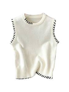lot 16218 image: Verdusa Womens Sleeveless Sweater Old Money Ribbed Knit Pullover Binding Casual Tank Top Apricot Small