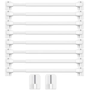 lot 16220 image: Jetec 6 Pcs Adjustable Plastic Net Curtain Rod 15.7-27.5 Inch Self Adhesive Shower Curtain Rods for Window Cupboard Bars Tension Drill Less Accessories for Home Bathroom Hotel (White)