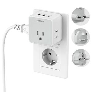 lot 16226 image: TESSAN All European UK Travel Plug Adapter Kit, International Detachable with 3 Outlet 3 USB Charger (1 USB C), Type CGEF EU Ireland Power Adaptor, US to Europe Italy Spain France Greece
