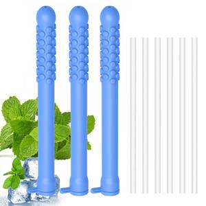 lot 16232 image: 3PCS Mint Flavored Chewable Essential Oil Breath Stick Pure-Locked Flavor Breather Chew Stick, Chewable Oral Fixation Tool with 6 Refill Cores for TravelOfficeCar