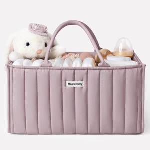 lot 16233 image: Blissful Diary Baby Diaper Caddy Organizer, Stylish Storage Basket for Newborn Essentials and Diaper Station, Gift for Baby Shower and Registry Must-Have, Mauve Pink