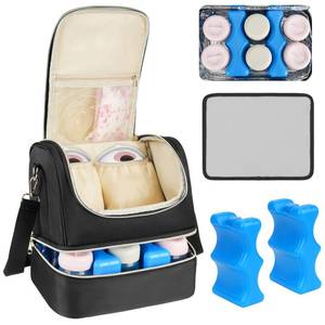 lot 16254 image: Jaffzora Wearable Breast Pump Bag with Cooler Compartment Fits for WillowEufyElvieMomcozy M5S12 ProMedela, Breast Milk Travel Tote Bag with Ice Pack & Waterproof Mat,Black