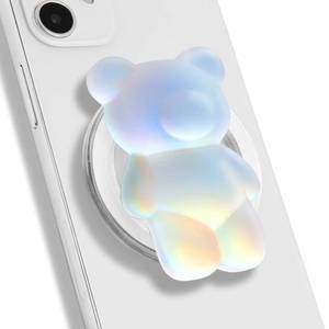 lot 16258 image: On The Grip Magnetic 3D Gummy Bear Style Expandable Collapsible Mobile Phone Grip Stand Holder for Smartphone Tablet Cell Phone Accessory (Matt Holographic)