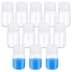 lot 16261 image: UMETASS 12 Pack 1oz Plastic Bottles with Lids - Wide Mouth BPA-Free Leak-Proof Sample Containers for Lab Reagents, Pills, Cosmetics, Travel Toiletries & Essential Oils Storage (Transparent, 1OZ30ML)