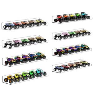 lot 17610 image: upsimples 8 Pack Acrylic Shelves Wall Organizer and Storage, 15 Display Shelf for Figure, Toy Cars, Perfume, Kids Bookshelf for Bedroom, Nursery, Craft Room, Clear