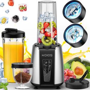 lot 17615 image: KOIOS Smoothie Blender, Max 1000w Personal Blender for Shakes and Smoothies, 12Pcs Coffee Grinder and Countertop Blenders Combo for Kitchen, Portable Smoothie Blenders with 2x22 oz To-Go Cups, Non-BPA