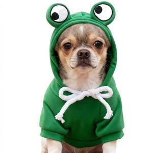 lot 18041 image: Pet Clothing Dog Transformation Frog Hoodie Autumn and Winter Warm Small Large Dog Method Dou Cat Bullfighting Clothes (Frog,M)
