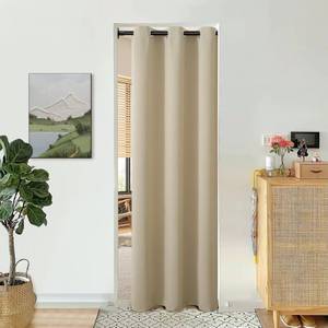 lot 18045 image: BGment Beige Door Curtain 80 Inch Length for Doorway, Bedroom Closet Curtain, Privacy Thermal Insulated Blackout Grommet Room Divider for Room Separation, 1 Panel, 34 Inch Wide