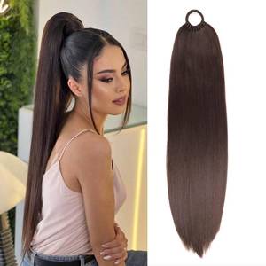 lot 18049 image: Charsun Ponytail Hair Extension For Women,Long Braid Ponytail With Hair Tie, Synthetic Straight Wrap Around Braided Pony tails Extension 26inch(Dark Brown)