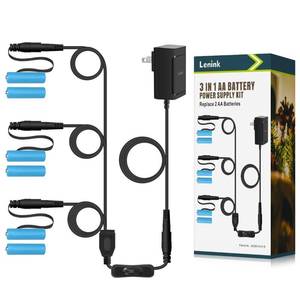 lot 18060 image: Lenink 1 to 3 AC Power Supply Adapter Kit with OnOff Switch, Battery Replacement for AA Battery (Black)