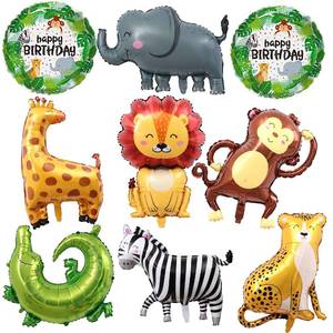 lot 18066 image: TUWUNA 9Pcs Safari Jungle Animal Balloons,Wild One Birthday Decorations Baby Shower Jungle Safari Party Supplies,Kids Elephant Monkey Lion Giraffe Leopard Zebra Crocodile Balloon