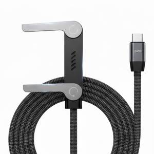 lot 18071 image: AnacondaGrip 240W Braided Super Fast Charge Cable with Built-in Phone Stand, Invisible Holder Charger Cable with Stand, T-Shaped Foldable Durable USB-C to USB-C (5ft1.5m)