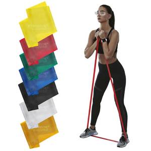 lot 18074 image: THERABAND Professional Latex Resistance Band Set, Pack of 7, Individual 6 Ft Elastic Band for Upper & Lower Body Exercise, Physical Therapy, Pilates, At-Home Workouts, 6 Foot Band, Levels 1 to 7