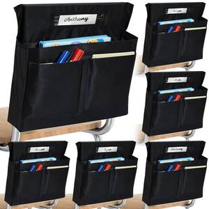 lot 18088 image: Lewtemi 6 Pack 18 x 17 Inch Chair Pockets for Classroom Pockets Organizer with 4 Chair Storage Slot Without Name Tag Chart Desk Seat Back Storage Organizer for School(Black)