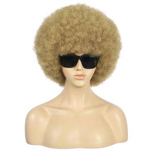 lot 18455 image: VGbeaty 70s 80s Big Afro Wig for Men Women Short Golden Blonde Curly California Hippie Disco Wig Adjustable for Halloween Costume Party