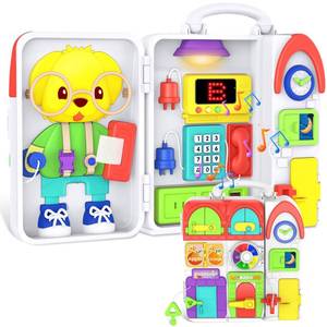 lot 18460 image: Toddler Toys for 1-2 Year Old Boy, Musical Montessori Busy Board, Early Educational Toy for Toddlers 1-3, Motor Skills Developmental Toy for 12-18 Month Age, Birthday Gift for 1 Year Old Boy Girl