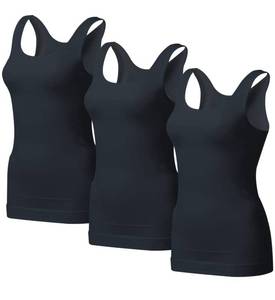 lot 18461 image: EUYZOU Womens 3PK Tummy Control Shapewear Tank Tops - Seamless Body Shaper Compression Top - Black XXL