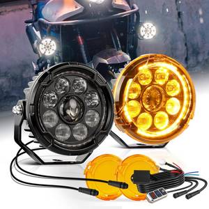 lot 18468 image: MGLLIGHT Motorcycle LED Auxiliary Lights - 29000LM Ultra Bright Fog Lights HiLow Amber White Beam, Strobe Modes, IP69K Waterproof, 360° Adjustable Mount for Motorcycles ADV Truck UTV Touring Sport