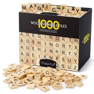 lot 18469 image: Magicfly 1000 Pcs Scrabble Tiles, Wooden Letter Tiles, A-Z Capital Letters for Crafts, Spelling,Scrabble Crossword Game