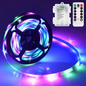 lot 18483 image: echosari 9.8FT 90Led RGB Strip Lights Battery Powered Remote Control, 8 Modes, Dimmable, Timer, Self-Adhesive, Cuttable, Waterproof, for TV Computer MonitorScreen Decor