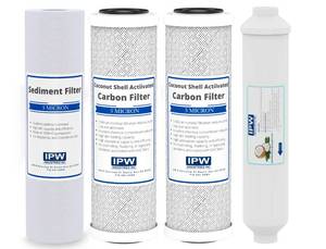 lot 18488 image: IPW Industries, Inc. - Replacement Water Filters Set - Carbon Block Filters, PP Sediment Filter and for Inline Cartridge Reverse Osmosis (RO) System