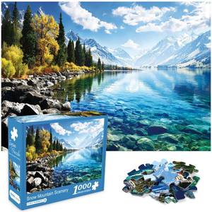 lot 19039 image: crowm Nature Jigsaw Puzzles for Adults 1000 Pieces, Snow Mountain Lake Landscape Puzzles Impossible Difficult Challenging Scenery Jigsaw Puzzles Scenic Art Home Decor