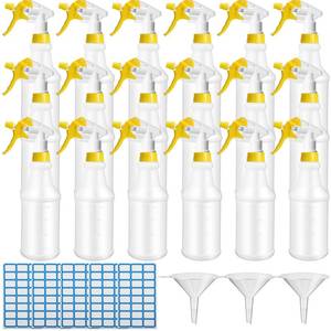 lot 19047 image: Eccliy 20 Pack 16oz Empty Spray Bottles, Leakproof Cleaning Bottles with Measurement and Adjustable Nozzle for Housekeeping, Commercial Use(Cylinder,Yellow Spray Head)
