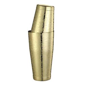 lot 19054 image: Stainless Steel Boston Shaker with Etched Pattern Weighted Shaking Tin Set (Spirit Gold Plated)