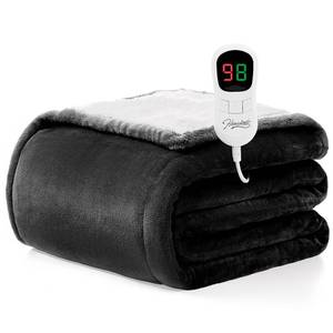 lot 19071 image: Homemate Heated Blanket Electric Throw - 50x60 Heating Blanket Throw 12468 Hours Auto-Off 10 Heat Level Over-Heat Protection Flannel Sherpa ETL Certification