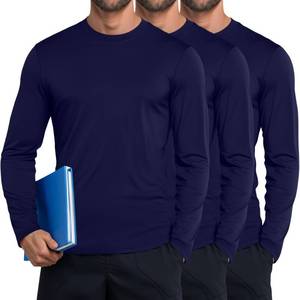 lot 19073 image: Neer 3 Pack Mens Long Sleeve Underscrub Tees Crew Neck Shirts Stretch Durable Undershirts Base Layers for Medical Uniforms(Navy Blue, Navy Blue, Navy Blue,Medium)