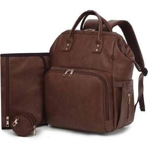 lot 19082 image: ROSEGIN Premium Vegan Leather Diaper Bag Backpack with Waterproof Changing Pad �� Reinforced Stitching & Zippers, Baby Bag for Boy Girl, Stroller Straps, Fits 15.6 Laptop for Work Moms, Dark Brown