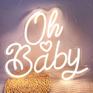 lot 19083 image: Oh Baby Neon Sign for Wall Decor, Baby Shower Neon Sign with Dimmer, Warm White Led Light for Bedroom Decor, Wall Decoration USB Powered with Switch, Gift for Mother(14.9inchs13inchs)