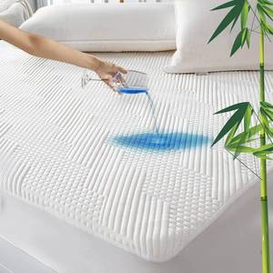 lot 19098 image: GRT Waterproof California King Mattress Protector Rayon Bamboo - 3D Air Fiber Cooling Mattress Cover Breathable Ultra Soft, Mattress Pad Noiseless Fits up to 26 Deep Pocket Machine Washable