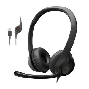 lot 19101 image: Logitech H390 Wired Headset for PCLaptop, Stereo Headphones with Noise Cancelling Microphone, USB-A, in-Line Controls, Works with Chromebook - Black