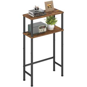 lot 19115 image: Asgolion Narrow Console Table, 15.7 Small Entryway Table, 2-Tier Sofa Table with Storage, Skinny Console Tables for Entryway, Hallway, Bedroom, Living Room, Foyer, Rustic Brown