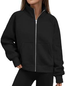 lot 19122 image: Trendy Queen Womens Sweatshirts Zip Up Hoodies Cropped Crewneck Pullover Casual Jackets Y2k Clothes Fall Fashion Outfits 2025 Black XL