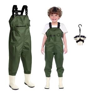 lot 19124 image: Ghosthorn Chest Waders for Kids Youth Fishing Waders Waterproof Hunting Waders with Boots Nylon Waders for Toddler Children (PINK, USED)