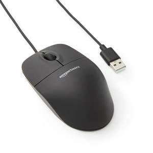 lot 20005 image: Amazon Basics 3-Button USB Wired Mouse with Responsive Tracking, Plug & Play, Compatible with Windows and Mac, Black
