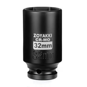 lot 20006 image: ZOYAKKI 12 Drive x 32 mm Deep 6 PT Impact Socket, CR-MO,12-inch Drive 6 Point Axle Nut Socket for Easy Removal of Axle Shaft Nuts (Metric 32MM)