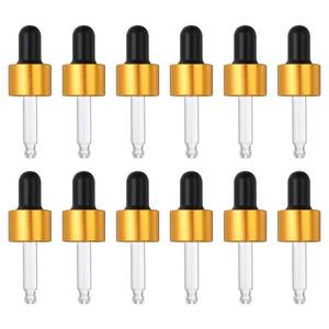 lot 20017 image: PATIKIL Glass Eye Dropper Caps, 12 Pcs Anodized Aluminum Glass Dropper Closure Top for 5ml(16oz) Essential Oils Bottle, Perfume, Lab Experiments, Gold Tone