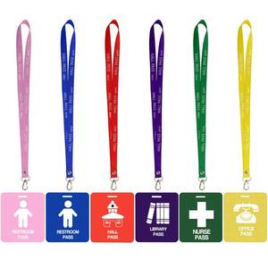 lot 20053 image: Unbreakable PVC Hall Pass Lanyards,Mlife School Passes Set for Teachers 6 Pack Hall, Bathroom, Library, Office and Nurse Classroom School Supplies