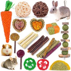 lot 20072 image: VESPRO Rabbit Bunny Toys for Rabbits Hamster Guinea Pig Toys Natural Timothy Hay Sticks Chew Treats and Balls for Rabbit, Chinchilla, Guinea Pig, Hamster, Bunny Teeth Care