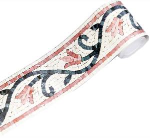 lot 20074 image: Amhao 3D Mosaic Embossed Wallpaper Border Floral Wall Border Paper Peel and Stick Wall Tile Borders for Bathroom Kitchen Backsplash Sticker (Pink)